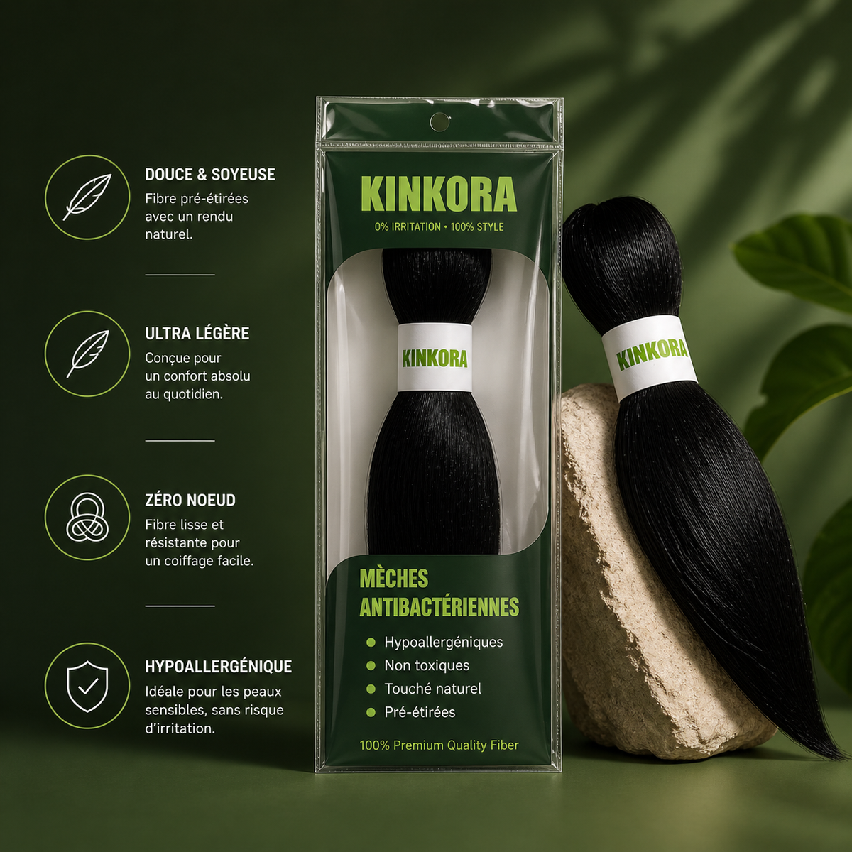 Braiding hair Kinkora Hair | Mèche Antibactérienne | Fibre Kanekalon | Sans Démangeaison